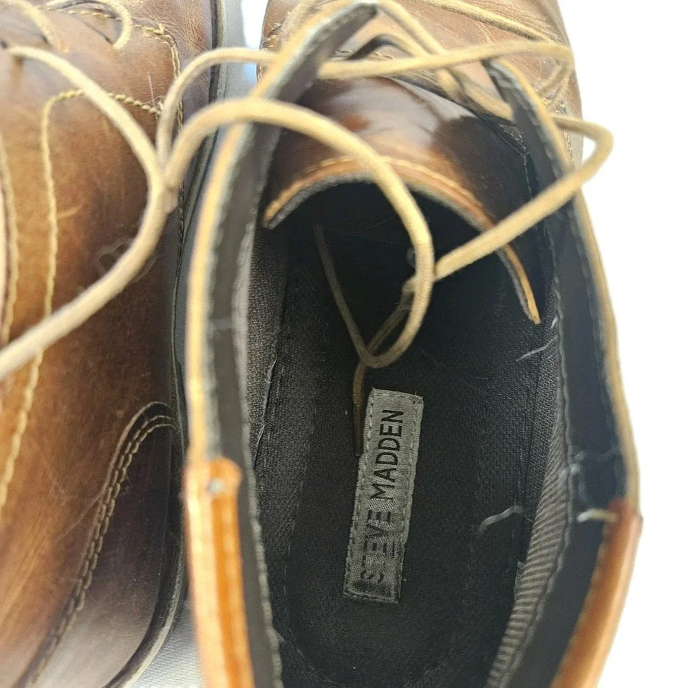 Steve Madden Harken Chukka Boots Mens 10.5 Cognac Brown Leather‎ Casual Boots
